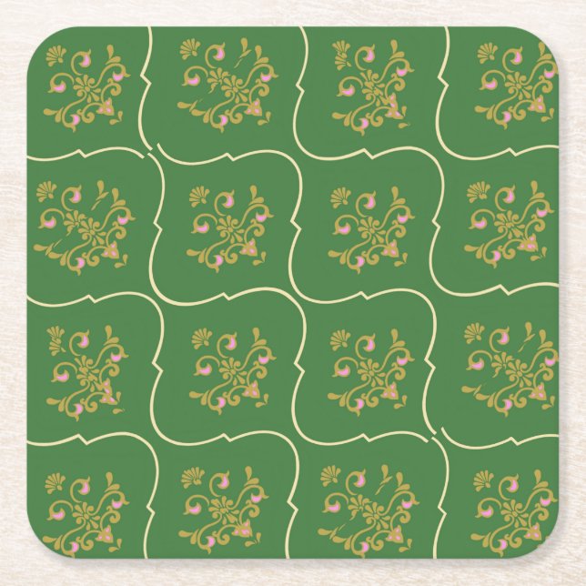 Grüne Tapisserie Rechteckiger Pappuntersetzer (Vorderseite)