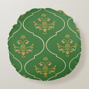 Grüne Tapisserie Rundes Kissen