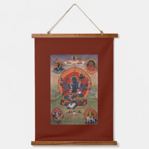 Grüne Tara Tibetische Buddhistische Gottheit Wandteppich Mit Holzrahmen