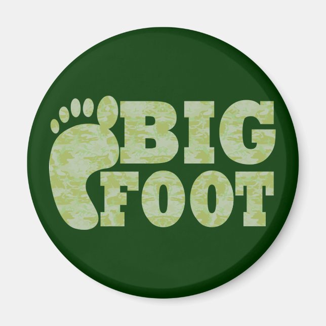 Grüne Tarnung Bigfoot Text Magnet (Vorne)
