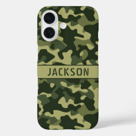 Grüne Tarnung Personalisiert iPhone 16 Hülle