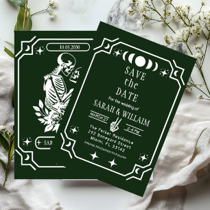 grüne Tarot-Goth-Hochzeitseinladung zur Vorankündi Einladung