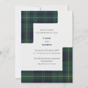 Grüne Tartan-Schottische Hochzeitseinladung Einladung