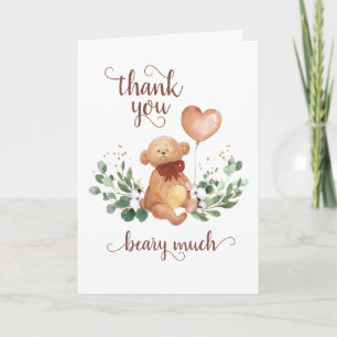 Grüne Teddybär Beary Much Babyparty Dankeskarte