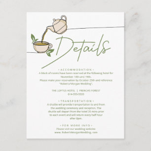 Grüne Tee Party Hochzeiten Details Begleitkarte