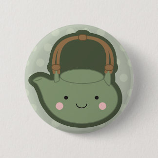 Grüne Teekanne Button