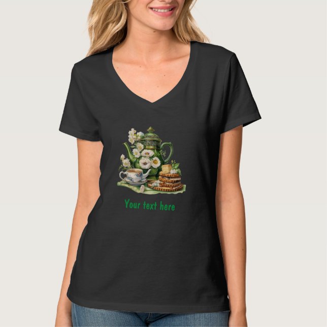 Grüne Teekanne T-Shirt (Vorderseite)