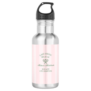 Grüne Tennis-Schläger Rosa gestreifte Brautparty  Edelstahlflasche