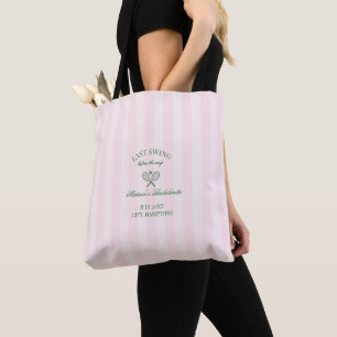 Grüne Tennis-Schläger Rosa gestreifte Brautparty  Tasche