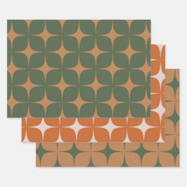 Grüne Terracotta Mitte Jahrhundert Modernes Paradi Geschenkpapier Set