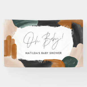 Grüne Terrakotta abstrakte Aquarellnymbole Babydus Banner