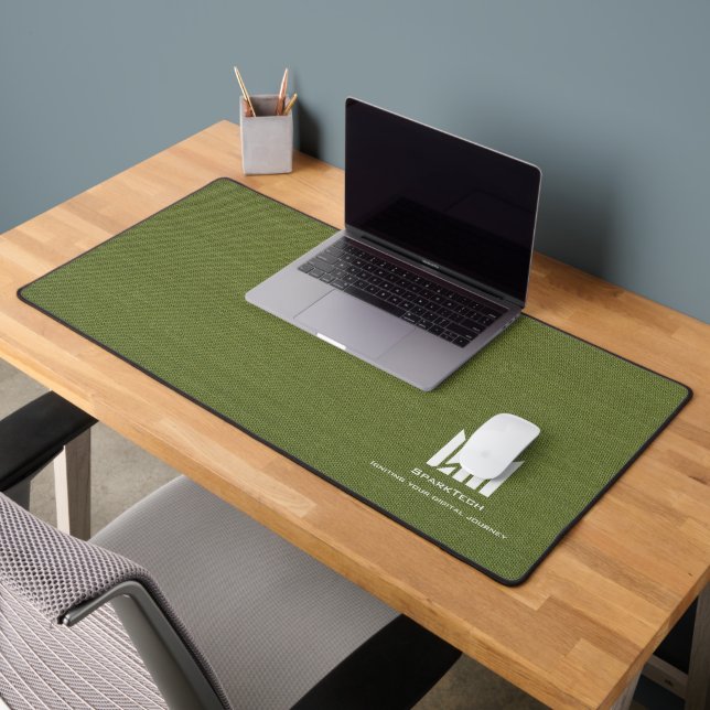 Grüne Textur Elegante Monogram Logo Custom Schreibtischunterlage (Büro 2)