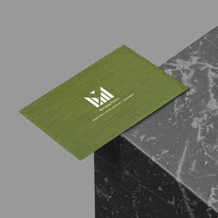 Grüne Textur Elegante Monogram Logo Custom Visitenkarte