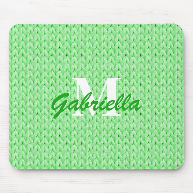 Grüne Textur-Maus-Pad mit Monogramm Mousepad (Vorne)