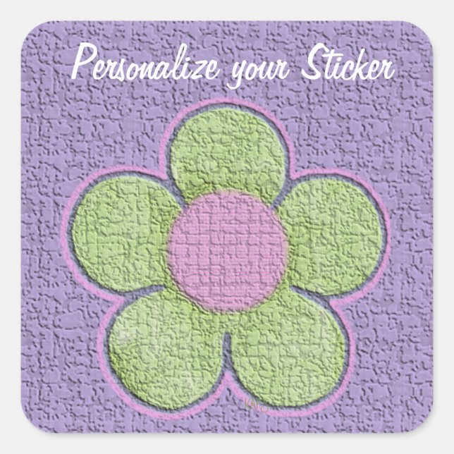Grüne Texturierte Blume Quadratischer Aufkleber (Vorderseite)
