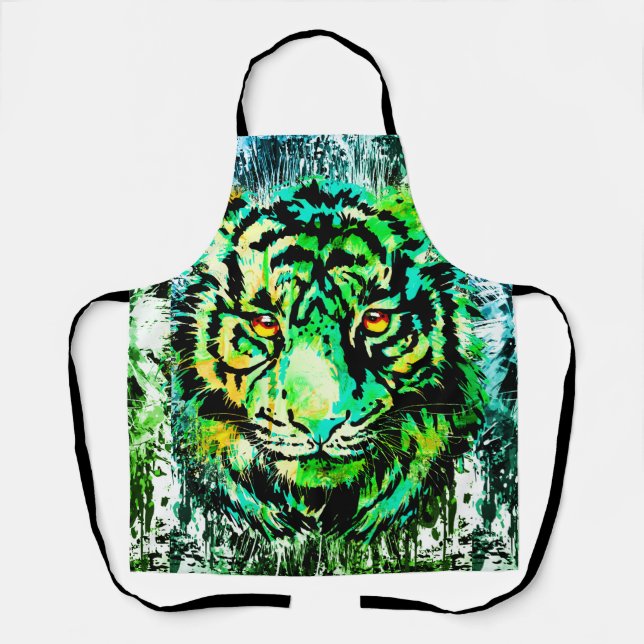 Grüne Tiger-Schürze - Grüner Tiger Zeichnend Schürze (Vorderseite)