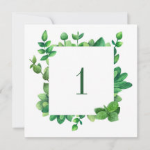 Grüne Tischnummer. Grünhochzeit