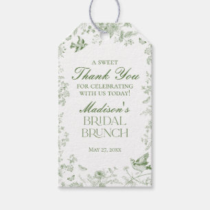 Grüne Toile De Jouy Florale Hochzeits-Brunch-Gesch Geschenkanhänger