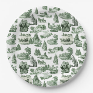 Grüne Toile Weihnachtsdorf Santa Rentier Pappteller