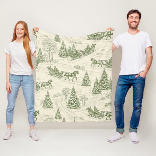 Grüne Toile-Weihnachtsschlittenfahrt-Muster (2) Fleecedecke