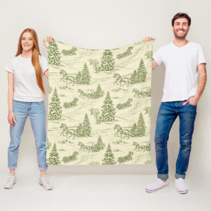 Grüne Toile-Weihnachtsschlittenfahrt-Muster Fleecedecke