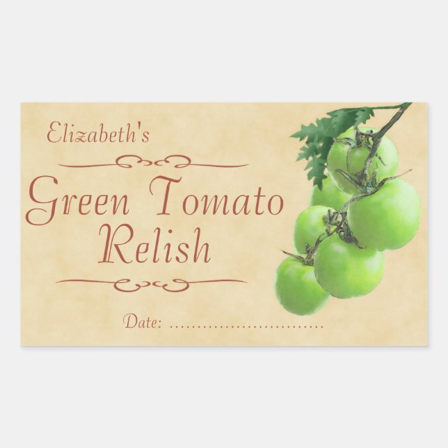 Grüne Tomaten/Paradeiser-Rauch oder Konservierung Rechteckiger Aufkleber (Vorderseite)