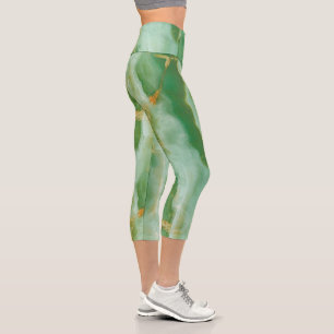 Grüne Tones marmorierte Capri-Leggings Capri Leggings
