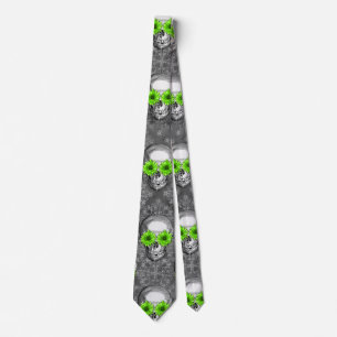 Grüne Totenköpfe und Sonnenblumen-Serie Design 5 Krawatte