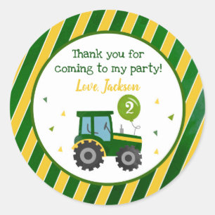 Grüne Traktor Geburtstagsparty Gunst Sticker