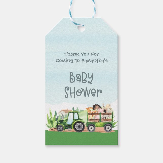 Grüne Traktorendusche für Landtiere Geschenkanhänger (Vorderseite)