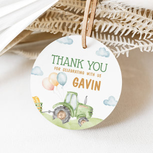 Grüne Traktorfarm Geburtstagsparty Geschenkanhänger