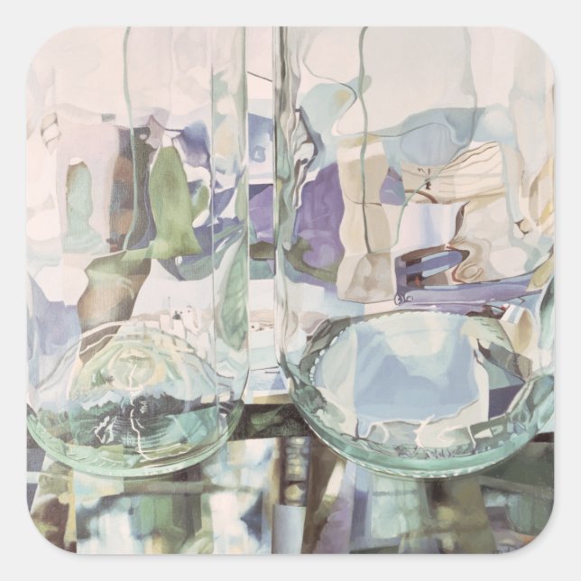 Grüne Transparenz Quadratischer Aufkleber (Vorderseite)