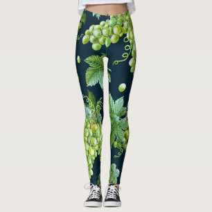 Grüne Traube: Dunkles Muster für die Wasserfarbe Leggings