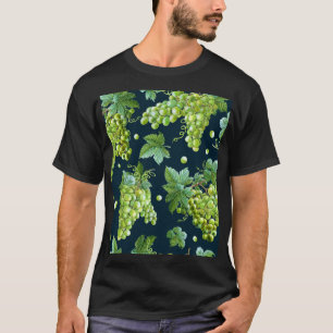 Grüne Traube: Wasserfarbe Dunkles Muster T-Shirt