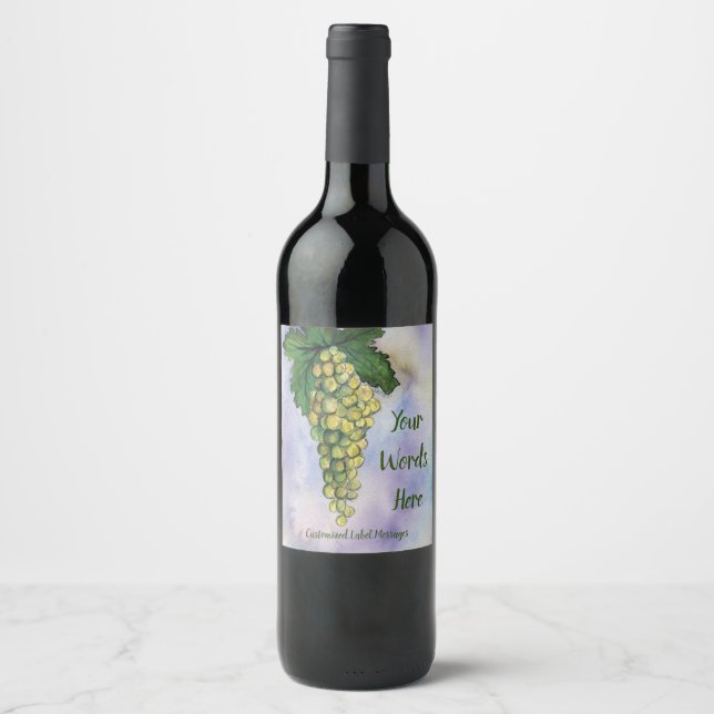Grüne Trauben Kunst Weißwein Flaschen Etiketten (Vorderseite)