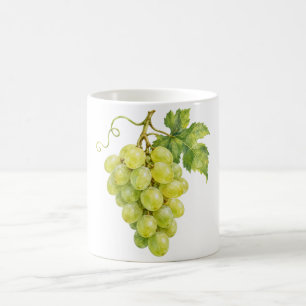 Grüne Trauben mit einem Weinblatt Kaffeetasse