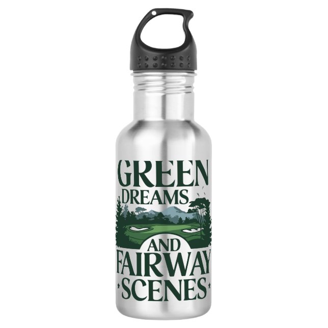 Grüne Träume, Golf Trendy Edelstahlflasche (Vorderseite)