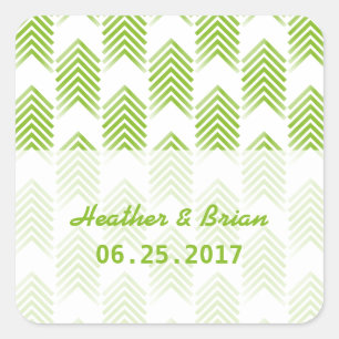 Grüne Tribal-Pfeile für Hochzeitsticker Quadratischer Aufkleber