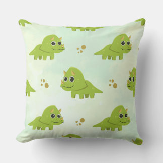 Grüne Triceratops-Baby-Jungen-Kinderzimmer-Wurfkis Kissen