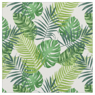 Grüne tropische Banane Monstera Palm Fern Blätter Stoff