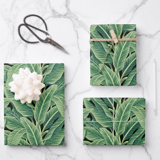 Grüne tropische Bananen-Blätter Geschenkpapier Set (Vorderseite)