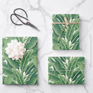 Grüne tropische Bananen-Blätter Geschenkpapier Set
