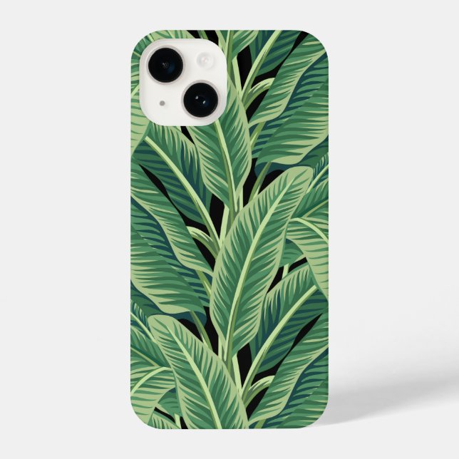 Grüne tropische Bananen-Blätter iPhone 14 Hülle (Rückseite)