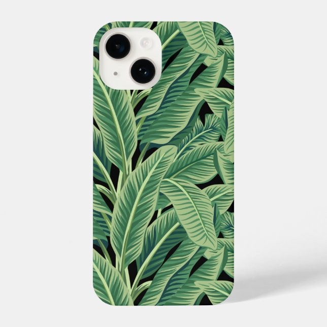 Grüne tropische Bananen-Blätter iPhone 14 Hülle (Rückseite)