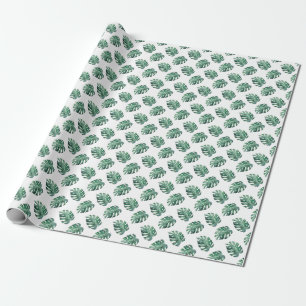 Grüne tropische Blätter, Aquarellmuster Geschenkpapier