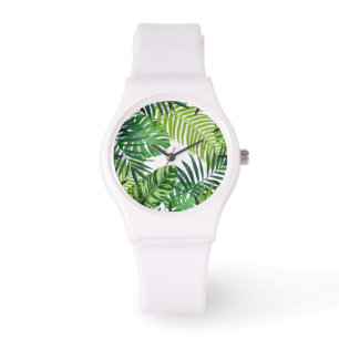 Grüne tropische Blätter Armbanduhr