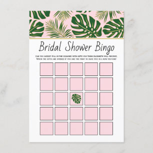 Grüne tropische Blätter Bridal Bingo-Spielkarte Begleitkarte