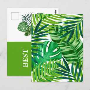 Grüne tropische Blätter Die besten Wünsche Postkarte