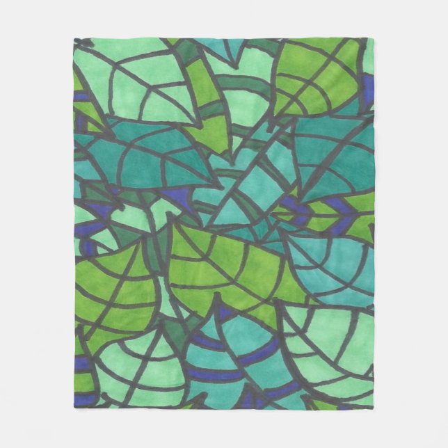 Grüne tropische Blätter Fleecedecke (Vorderseite)