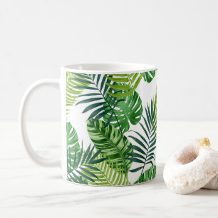 Grüne tropische Blätter Kaffeetasse